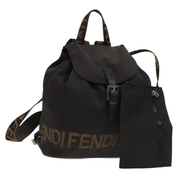 FENDI Backpack Nylon Black Silver - Picture 1 of 14